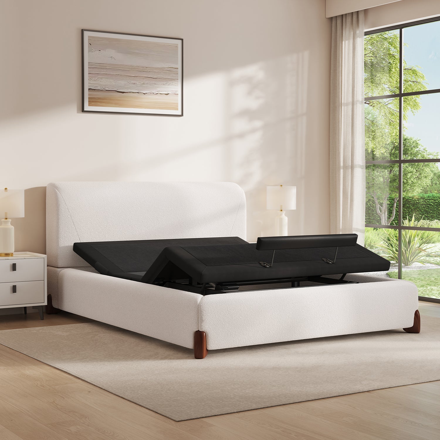 Serene + Adjustable Base & Upholstered Bed Frame