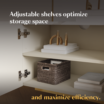 Cassandra Common Luxury Off White Large Media Console 86.7 inch TV Stand with Storage