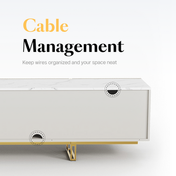 Cassandra Common Luxury Off White Large Media Console 86.7 inch TV Stand with Storage