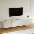 Cassandra Common Luxury Off White Large Media Console 86.7 inch TV Stand with Storage